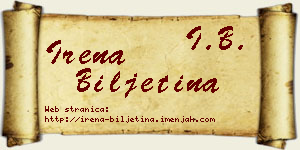 Irena Biljetina vizit kartica